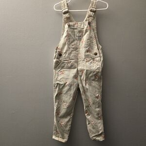 Oshkosh B'Gosh Toddler Girls Classic Floral Overalls Beige 100% Cotton Size 3T